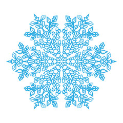 Hand-drawn doodles natural snowflake. Zentangle mandala style.