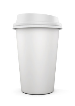 Disposable Coffee Cup Isolated On White Background. Mock Up For