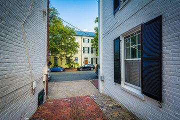 Houses and alley in the Old Town of Alexandria, Virginia.