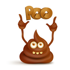 Funny cartoon poop cut emoji character