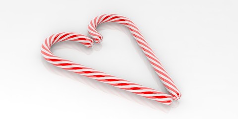 Candy canes heart. 3d illustration