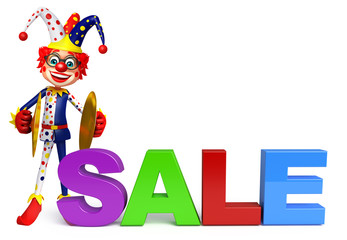 Clown with Musical instrument & Sale sign