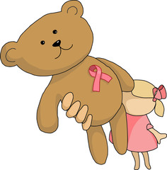 bear girl pink ribbon