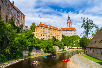 Fototapeta na wymiar Cesky Krumlov tower view, Czech Republic. UNESCO World Heritage Site.