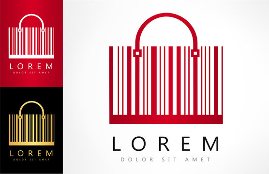 Shopping Bag Made From Bar Code Logo Vector