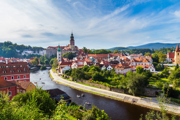 View of old Bohemian city Cesky Krumlov, Czech Republic. UNESCO World Heritage Site.