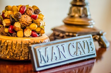 man cave warning sign in the house