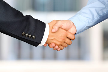 Successful business people shaking hands  at the meeting