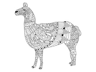 lama Coloring vector for adults