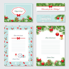 Christmas and Happy New Year templates set.