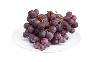 fresh grape on white plate isolated on white background