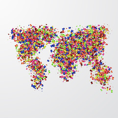 Vector map mustache with confetti on white