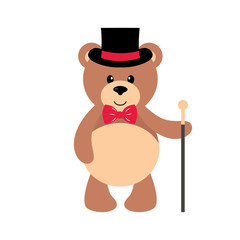 cartoon bear with hat and stick