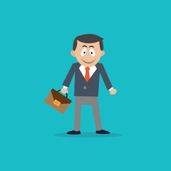 man businessman holding a briefcase. vector illustration of cartoon