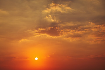 Beautiful Deep Colorful Sky With Clouds On Sunset.