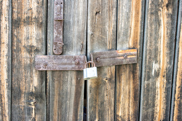 lock on the old wooden gate
