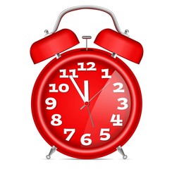 red classic vector alarm clock isolated on white background / Vektor doppel Glockenwecker rot klassisch retro isoliert