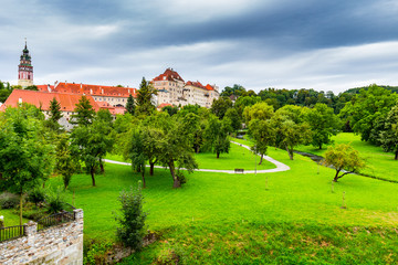Fototapeta na wymiar Beautiful old town at Cesky Krumlov, Czech Republic. UNESCO World Heritage Site.