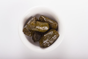 Stuffed vine leaves.