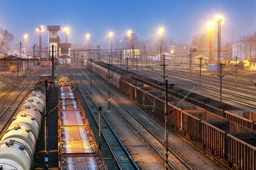 Obraz na płótnie Canvas Train railway with freight station, Transportation