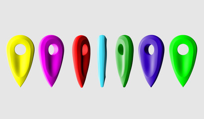 A set of 3D icons GPS from different viewing angles . Colored icons on a white background 
