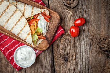 Tasty fresh wrap sandwich.