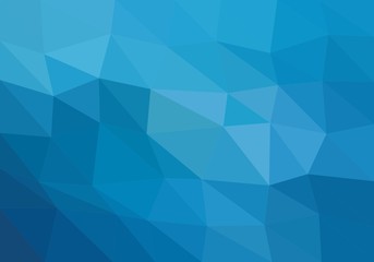 Colorful background consisting of light and dark blue triangles. Mosaic backdrop of geometric elements. Abstract stacked pattern