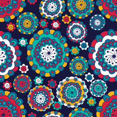 pattern in doodle style, spring floral background.