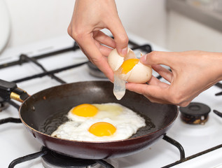 Fried egg in a frying pan
