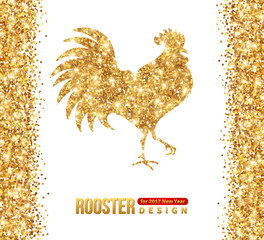 Gold Shining Rooster Silhouette