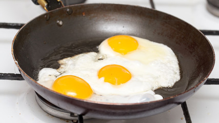 Fried egg in a frying pan