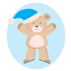 Bear skater on skates. Funny skater on skates. Abstract isolated