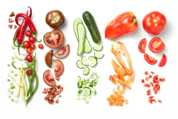 Foto op Plexiglas Verzameling van groenten geïsoleerd op witte achtergrond © artjazz