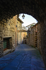 Fototapeta premium Gubbio (Italy) - One of the most beautiful medieval towns in Europe, in the heart of the Umbria Region, central Italy, during the Christmas holidays.