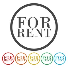 For rent vector icon, circle flat design internet button