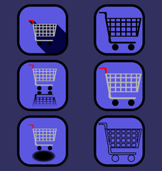 Supermarket cart icons set