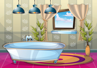 cartoon vector illustration interior spa room with separated layers in 2d graphic