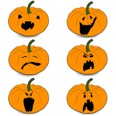 Vector halloweens pumpkin set illustration icons.