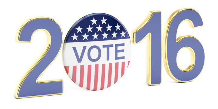 Badge Vote Election 2016 USA concept, 3D rendering