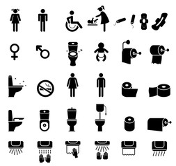 Toilet icons. Bathroom.