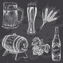 Vintage beer on chalk board