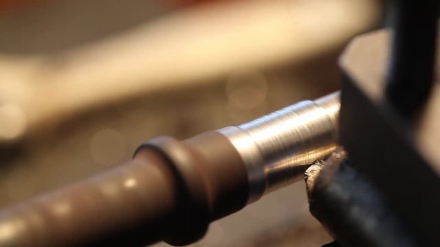 Lathe Turning Stainless Steel close-up