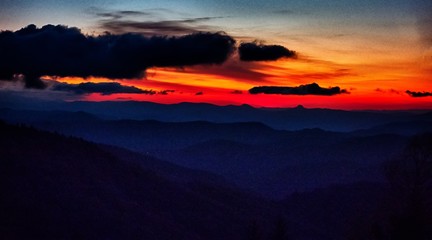 Fototapeta na wymiar Blue Ridge Parkway summer Appalachian Mountains Sunset