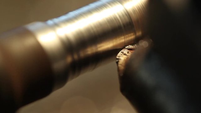 Lathe Turning Stainless Steel close-up
