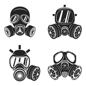 Set of gas masks isolated on white background. Design element fo