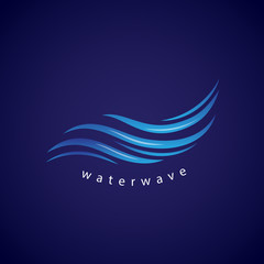 Obraz premium Water Wave Icon - Isolated On Blue Background. Vector Illustration, Graphic Design. For Web, Websites, Print Material