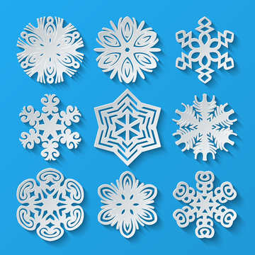 Collection of paper snowflakes. Vector illustration