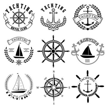 Yachting club labels. Yacht club. Nautical emblems.