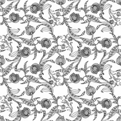Beautiful Watercolor Summer Garden Blooming Flowers Seamless Pattern