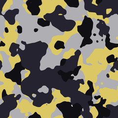Seamless fashion black gray and yellow camouflage pattern vector
